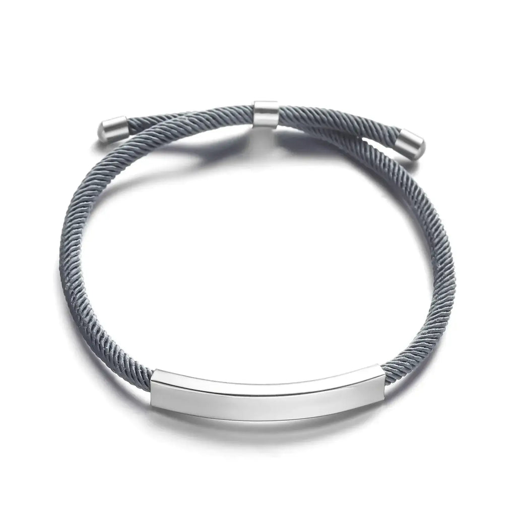 Hadi Craft USA Personalized engraved bracelet for men and women Stainless Steel, minimalist rope bracelet, engraved jewelry