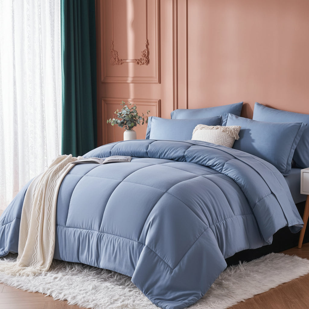 Comforter Set Queen, Stylish solid geometry Comforter And Sheet,Pillowcase Set,7 Piece