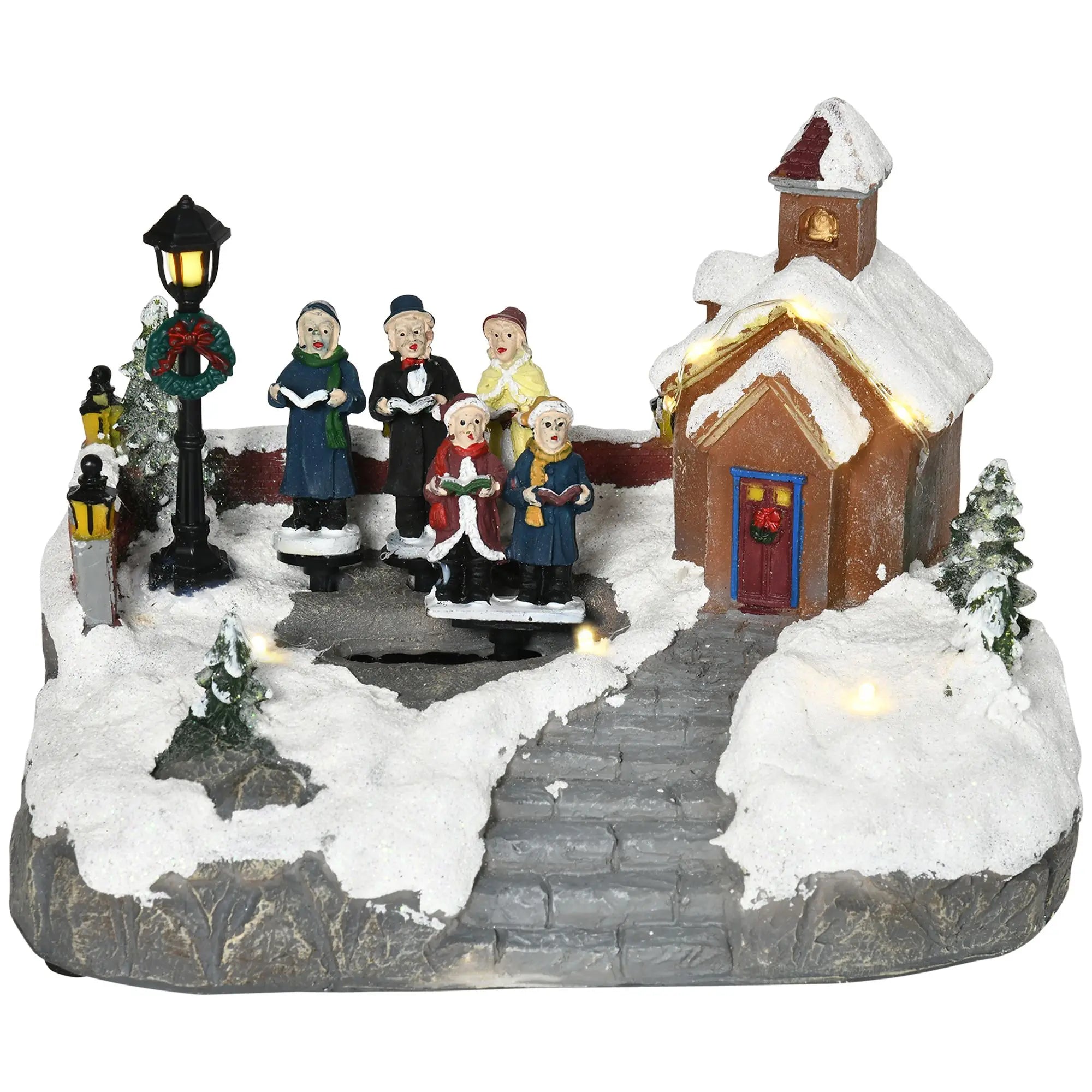Animated Christmas Village Choir Winter Wonderland LED Light Set Multicolored Battery Operated Decoration-0