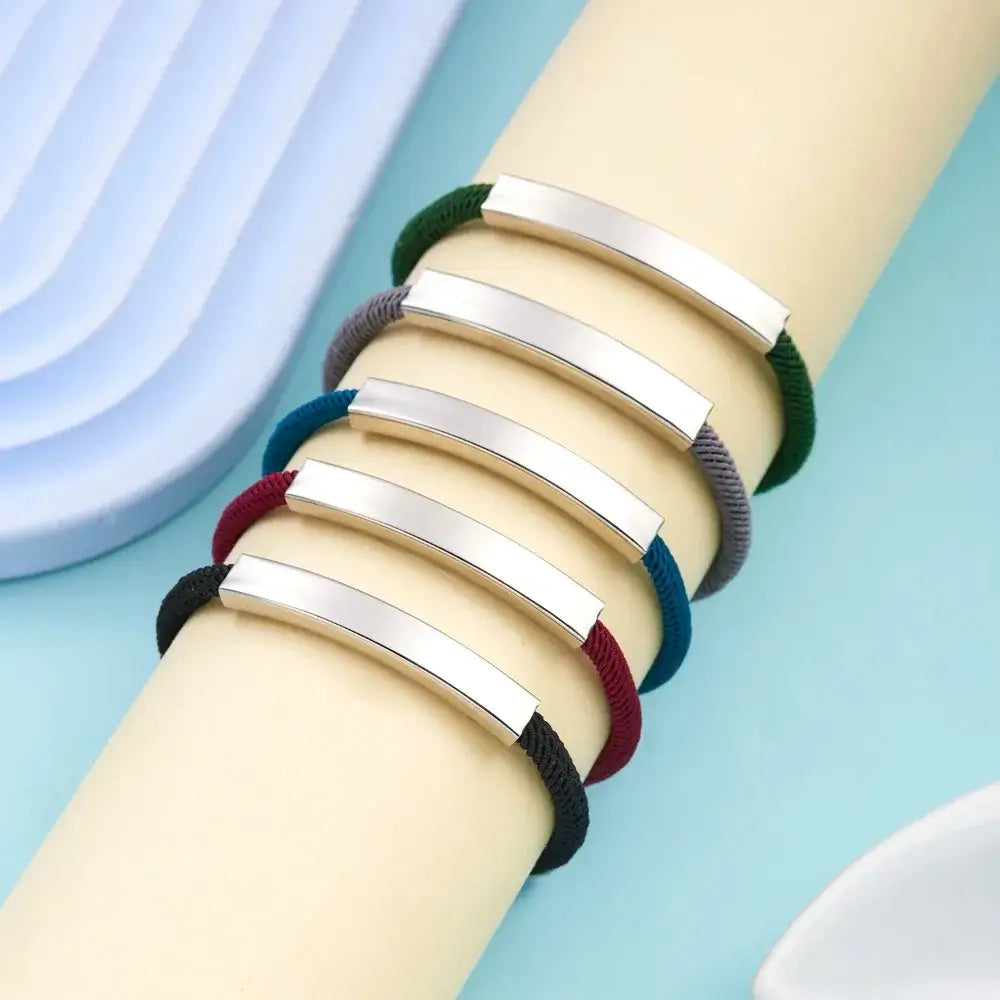 Hadi Craft USA Personalized engraved bracelet for men and women Stainless Steel, braided rope bracelet, personalized jewelry, engraved bracelet