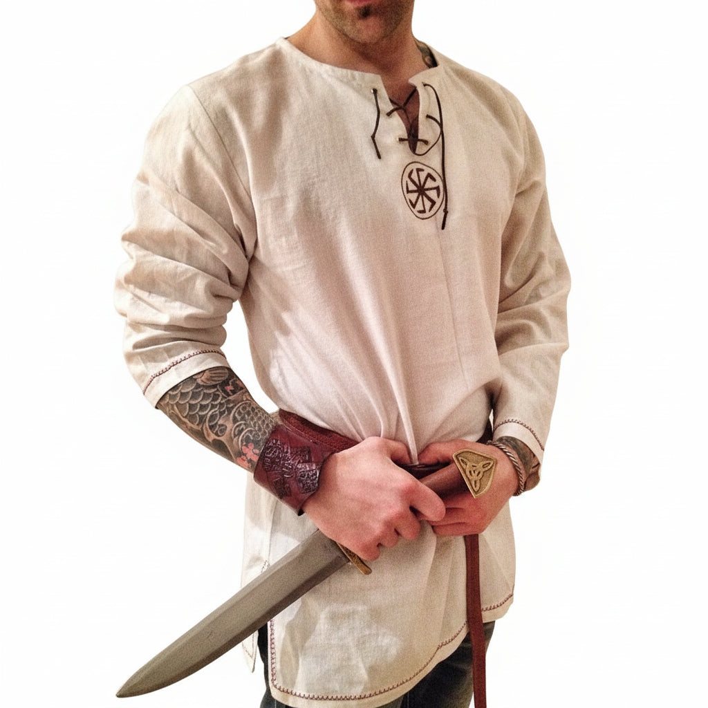 Medieval Knight Tunic Shirt Men Viking Pirate Costume Renaissance Faire Halloween Top