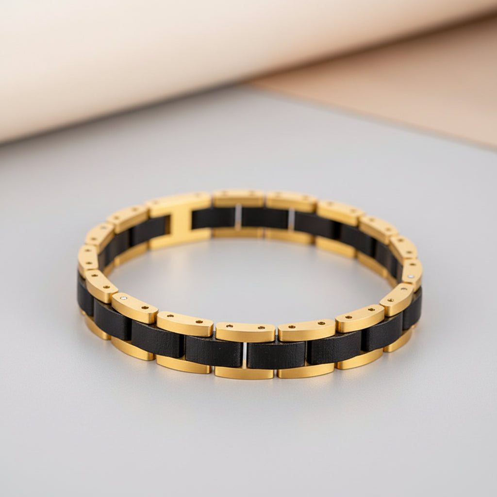 Wooden Men's Link Bracelet Fashion Stainless Steel Charm Man Bracelets