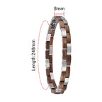 Wooden Men's Link Bracelet Fashion Stainless Steel Charm Man Bracelets
