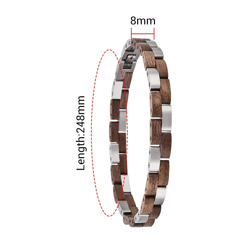 Wooden Men's Link Bracelet Fashion Stainless Steel Charm Man Bracelets