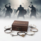 Viking Ouroboros Bracelet – Stainless Steel Punk Cuff for Men with Wooden Box