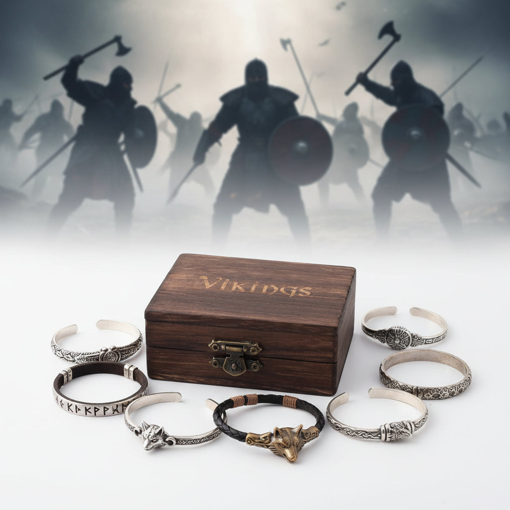 Viking Ouroboros Bracelet – Stainless Steel Punk Cuff for Men with Wooden Box