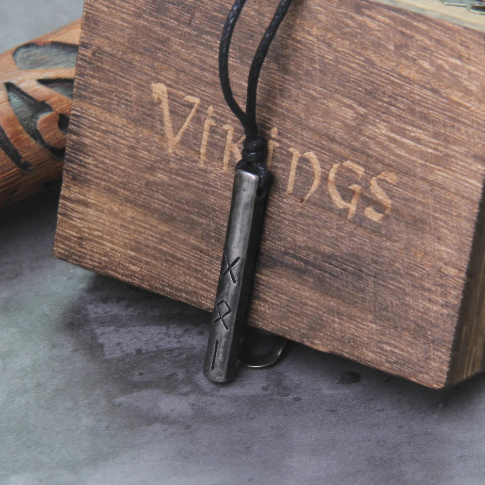 Viking Rune Necklace – Norse Mythology Pendant for Men with Wooden Gift Box