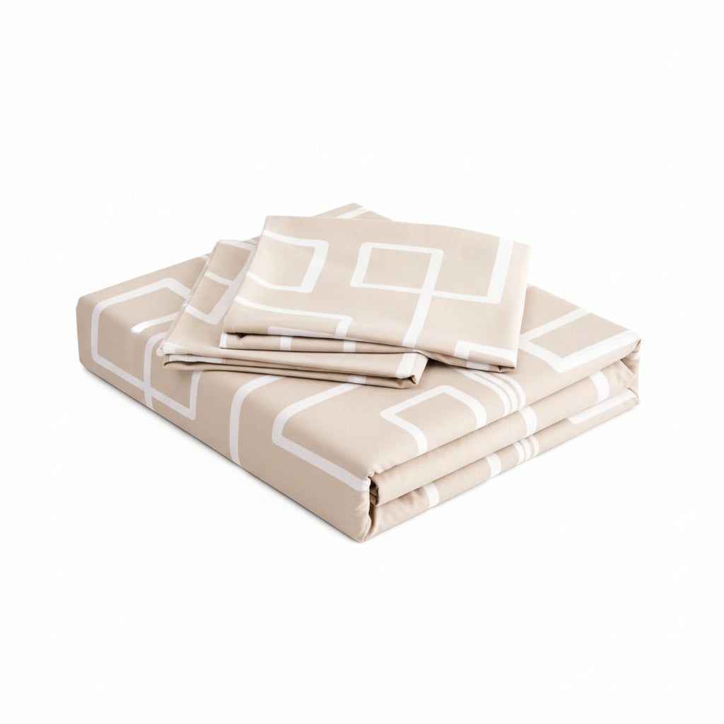 Blue Plant and Flower Pattern Bedspread 3-Piece Set