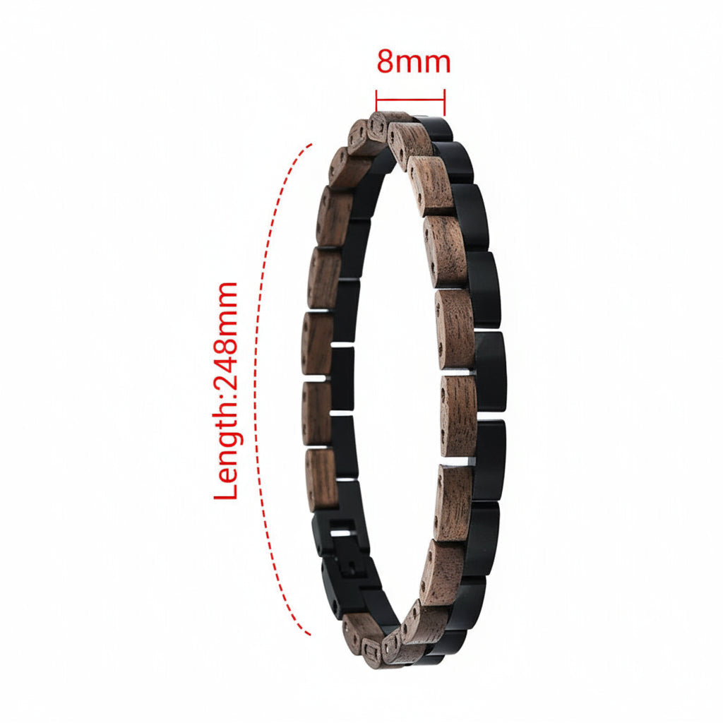Wooden Men's Link Bracelet Fashion Stainless Steel Charm Man Bracelets