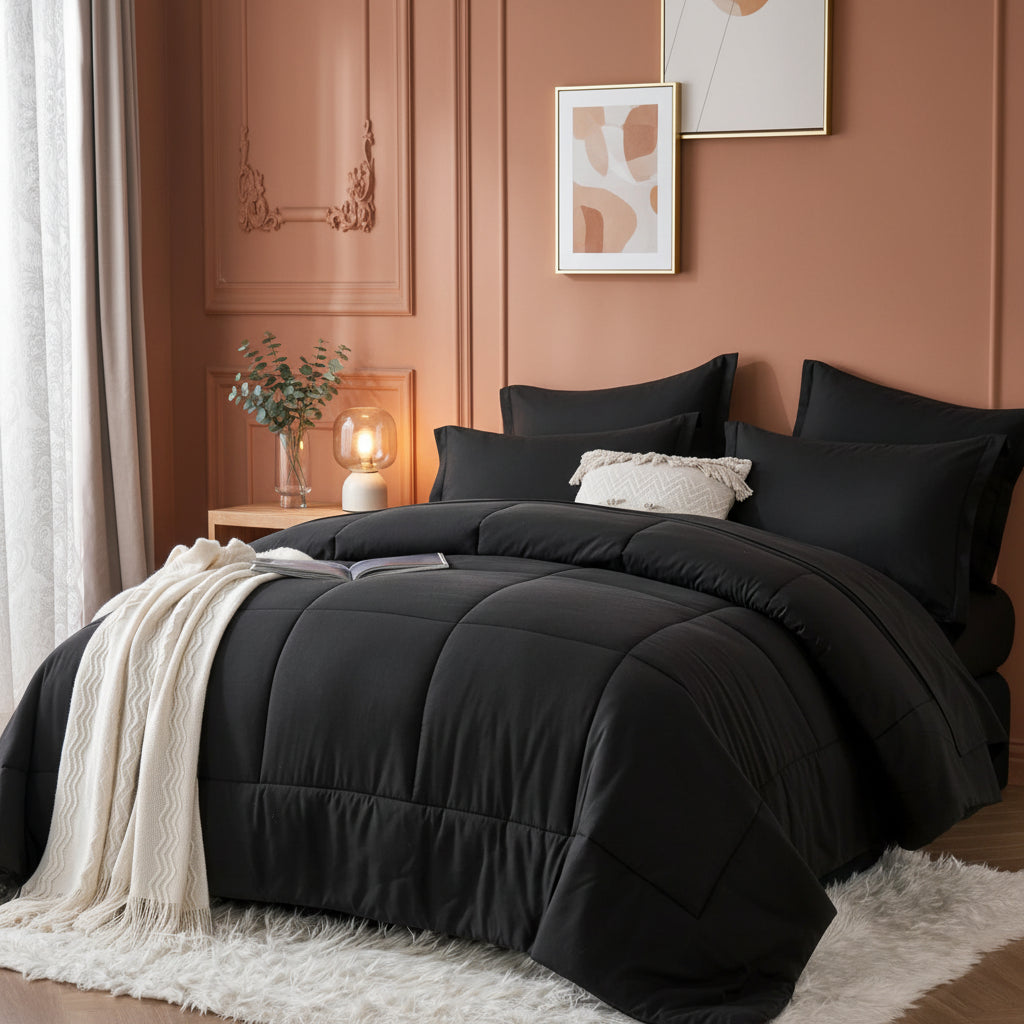 Comforter Set Queen, Stylish solid geometry Comforter And Sheet,Pillowcase Set,7 Piece