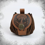 steampunk medieval waist bag featuring tree design and leather details