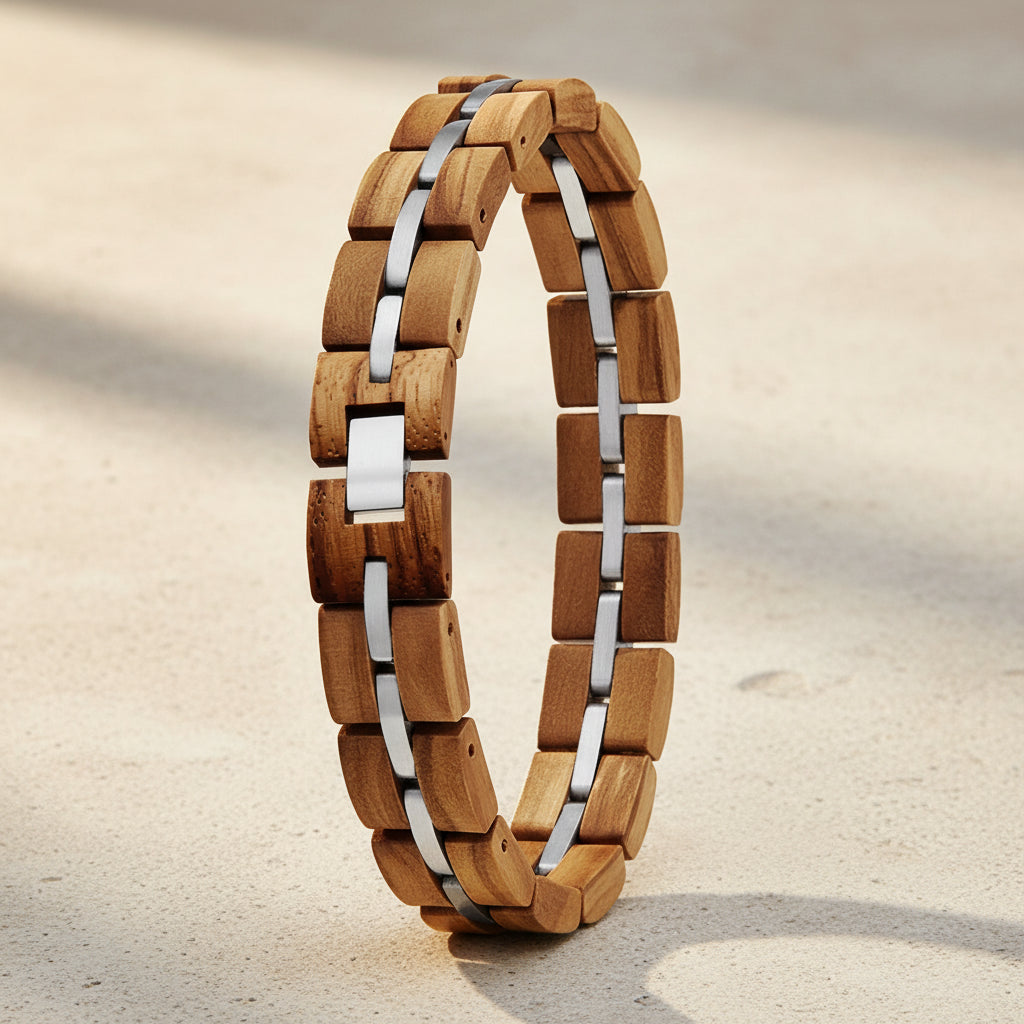 Zebra Patterned Olive Wood bracelet with Gift Box Set