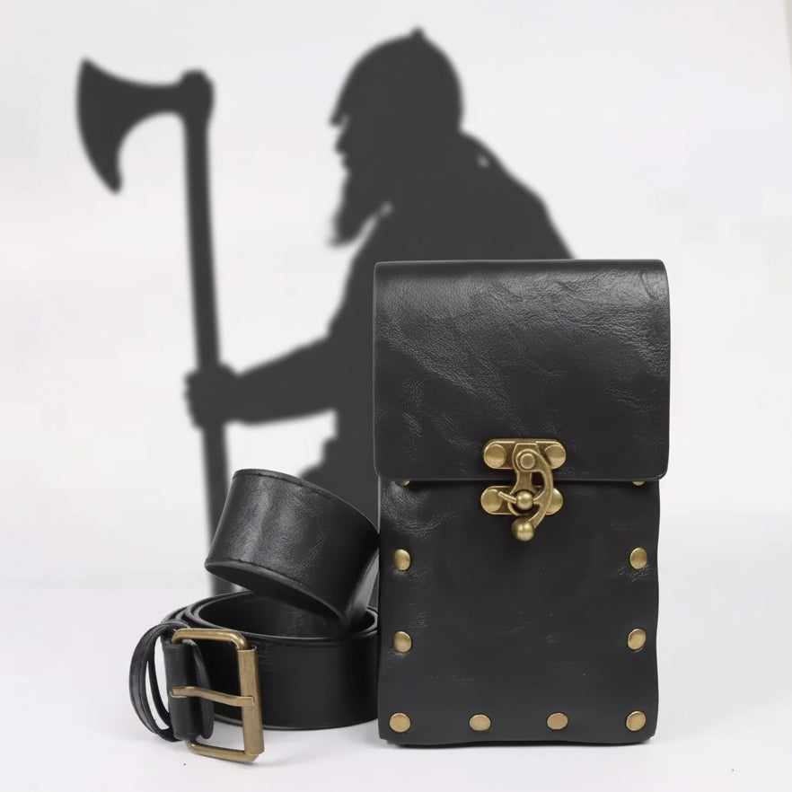 Viking Knight Cosplay Belt Scabbard Waist Bag Medieval Renaissance Costume Faux Leather Harness for Men Women