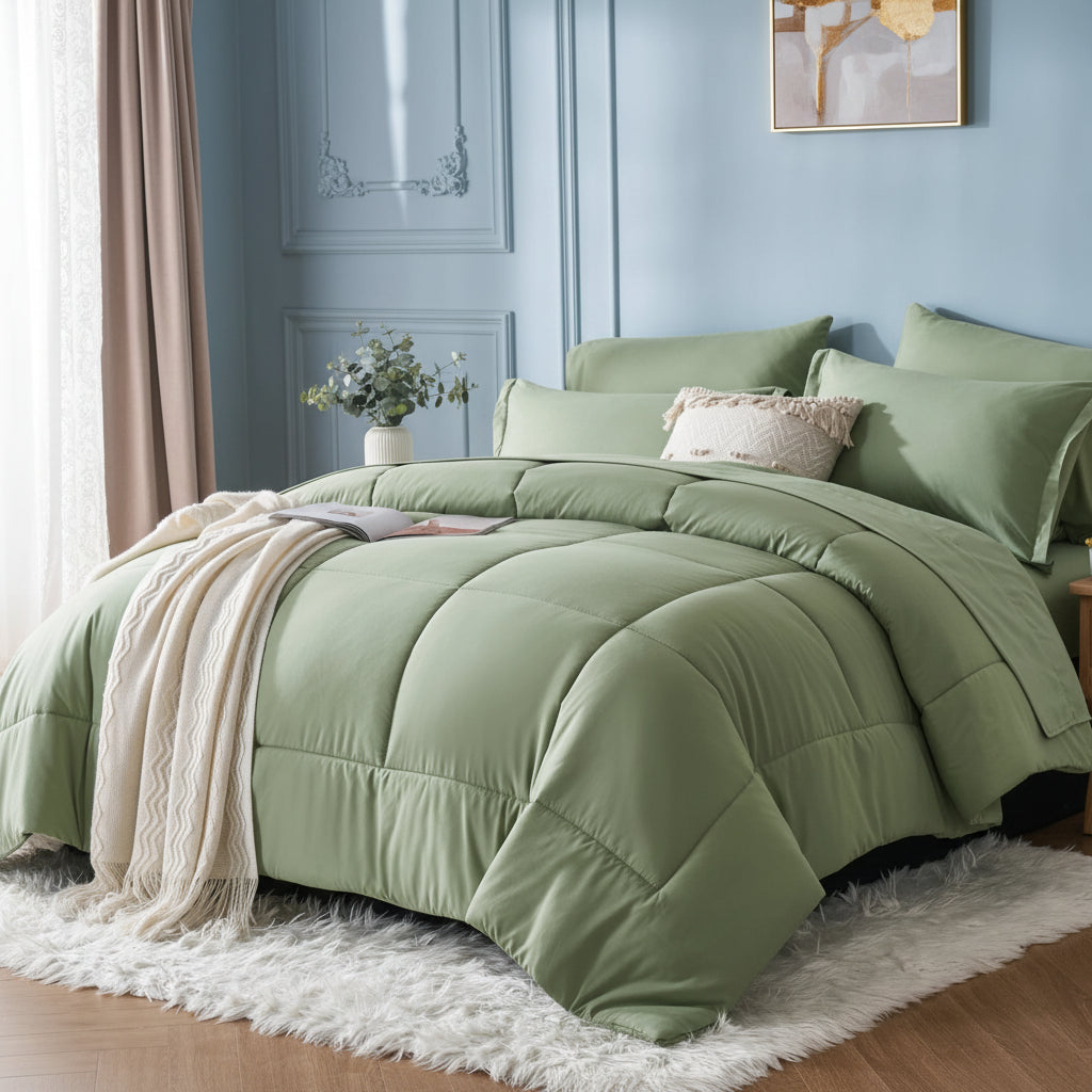 Comforter Set Queen, Stylish solid geometry Comforter And Sheet,Pillowcase Set,7 Piece