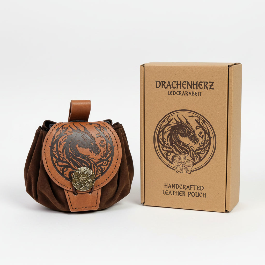 Medieval Viking Belt Pouch Leather Drawstring Coin Bag Renaissance Faire Waist Accessory