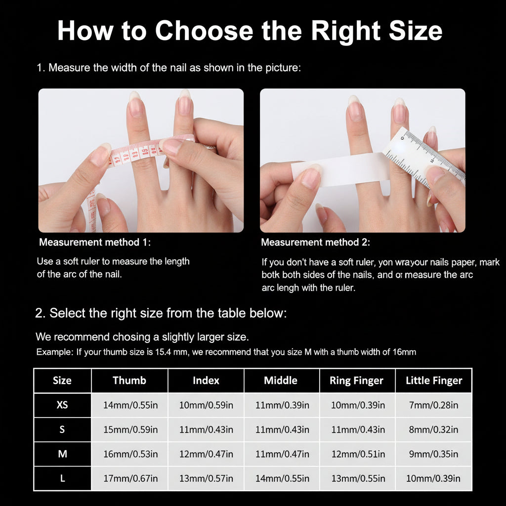 Girls Handmade Press On Nails Black White Rendering Long Tip Nail Art