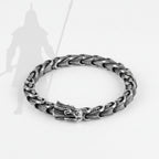 Viking Ouroboros Bracelet – Stainless Steel Punk Cuff for Men with Wooden Box