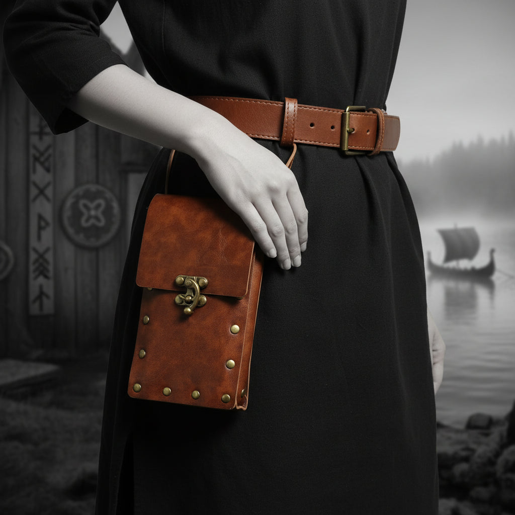 Viking Knight Cosplay Belt Scabbard Waist Bag Medieval Renaissance Costume Faux Leather Harness for Men Women