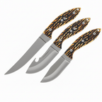 Satin finish stainless Knife Set. Staglon handle. Full tang - Hadi Craft