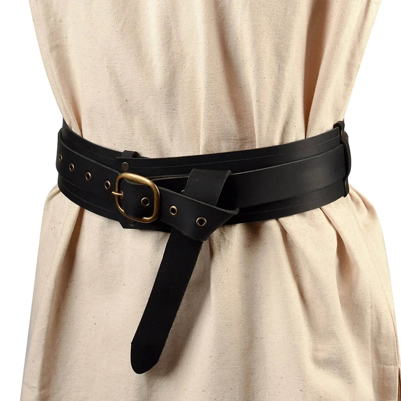Medieval Viking Leather Belt – Knight Waistband for Halloween, LARP & Renaissance Costume