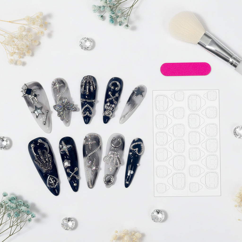 Halloween Long Pointed Almond Press on Nails DIY Handmade 10pcs