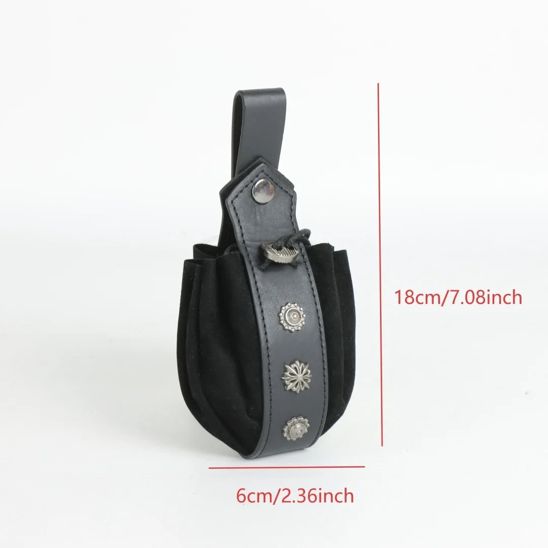 Viking Medieval Belt Pouch Retro Waist Bag Faux Leather Coin Purse Hanging Belt Bag for Men Women