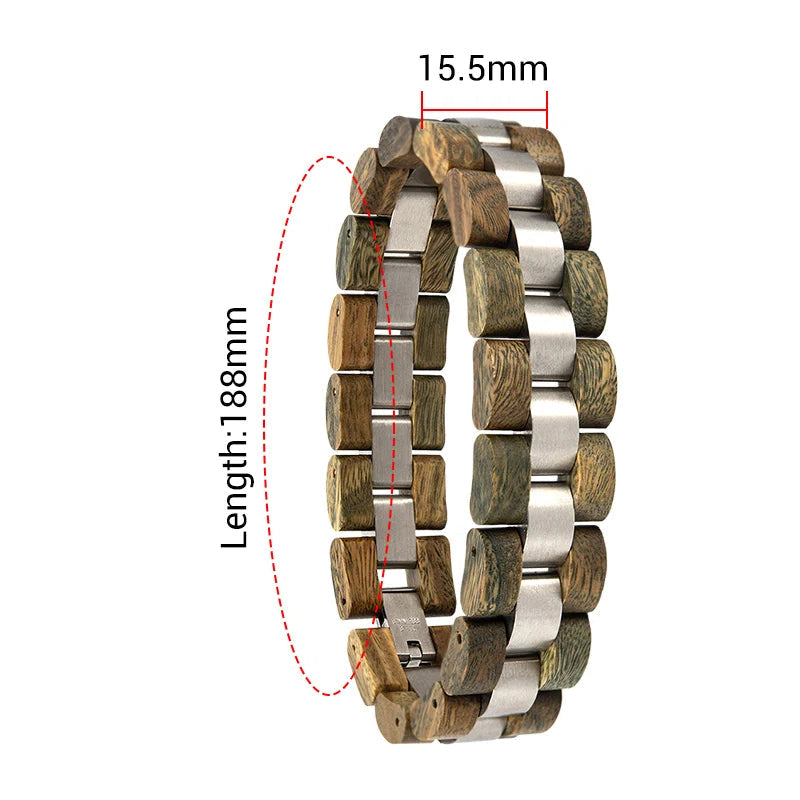 Wooden Men's Link Bracelet Fashion Stainless Steel Charm Man Bracelets