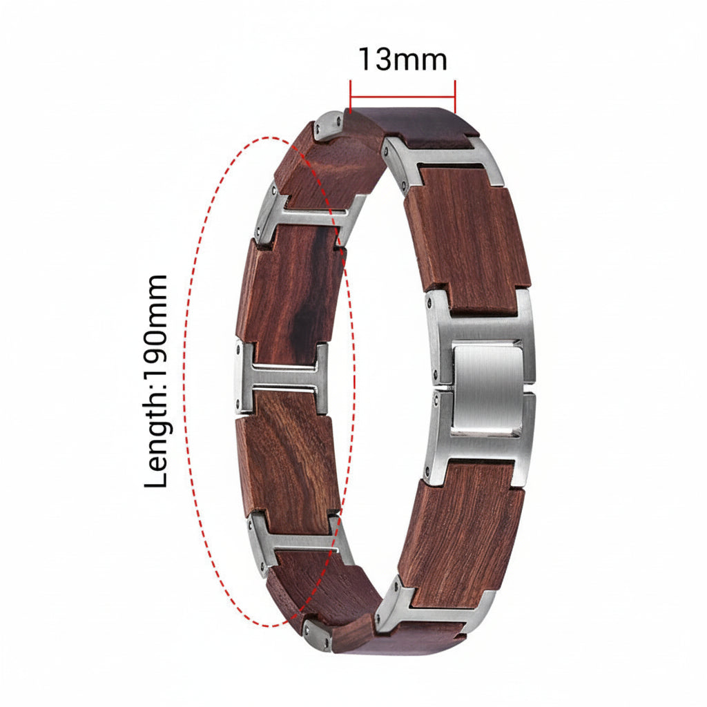 Wooden Men's Link Bracelet Fashion Stainless Steel Charm Man Bracelets
