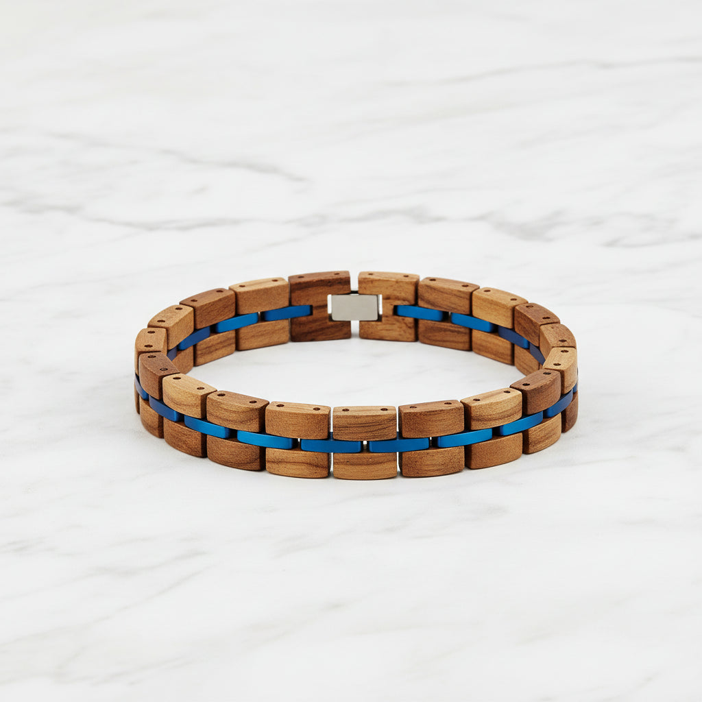 Zebra Patterned Olive Wood bracelet with Gift Box Set