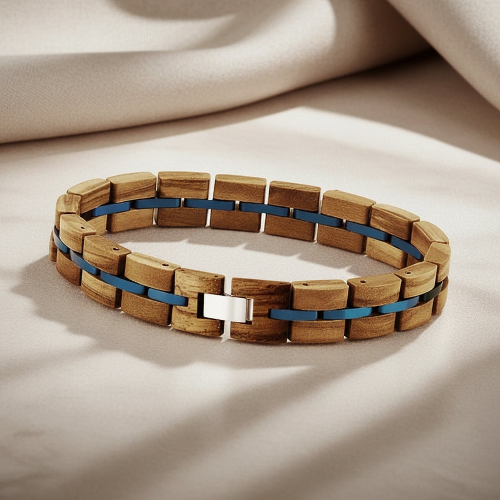 Zebra Patterned Olive Wood bracelet with Gift Box Set