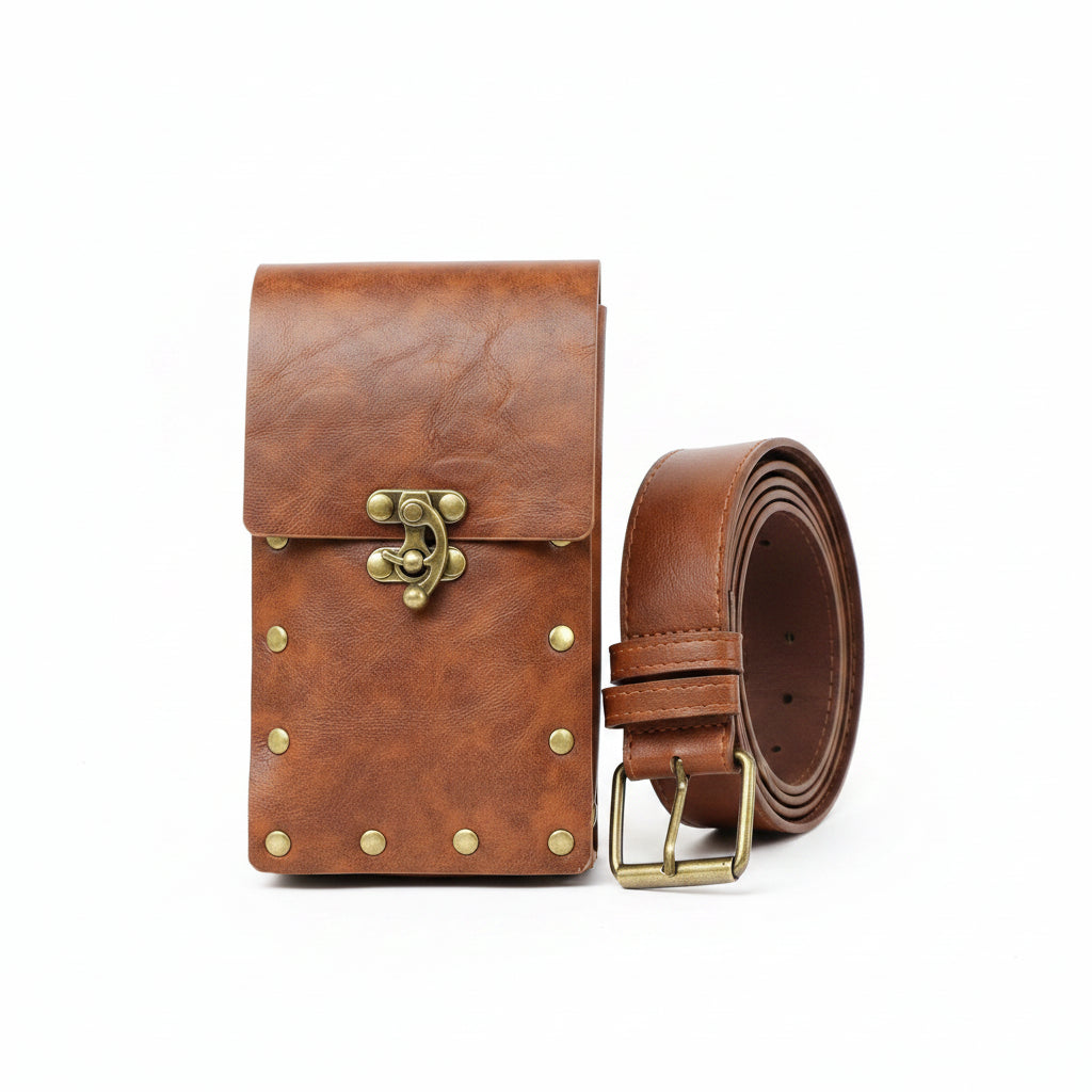 Viking Knight Cosplay Belt Scabbard Waist Bag Medieval Renaissance Costume Faux Leather Harness for Men Women