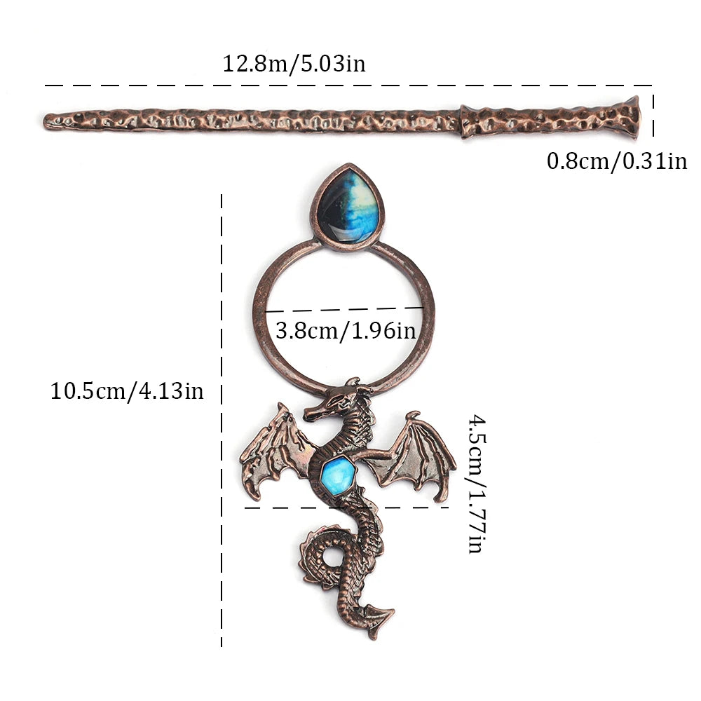 viking dragon hair clip featuring a dragon design with a gemstone accent