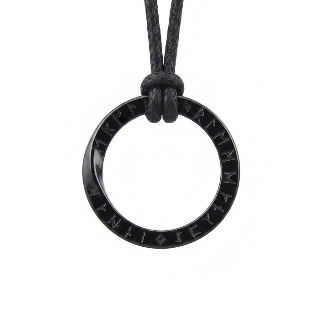 Viking Triangle Rune Pendant Necklace – Stainless Steel Norse Amulet with Wooden Gift Box