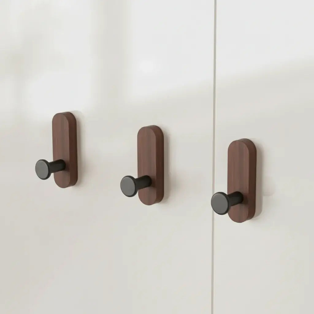 Self adhesive walnut wood wall hooks Mounted Hooks for Hanging Coat - Hadi Craft