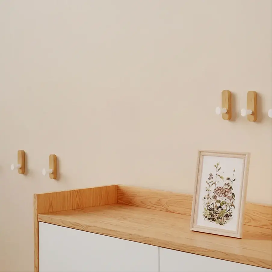 Self adhesive walnut wood wall hooks Mounted Hooks for Hanging Coat - Hadi Craft