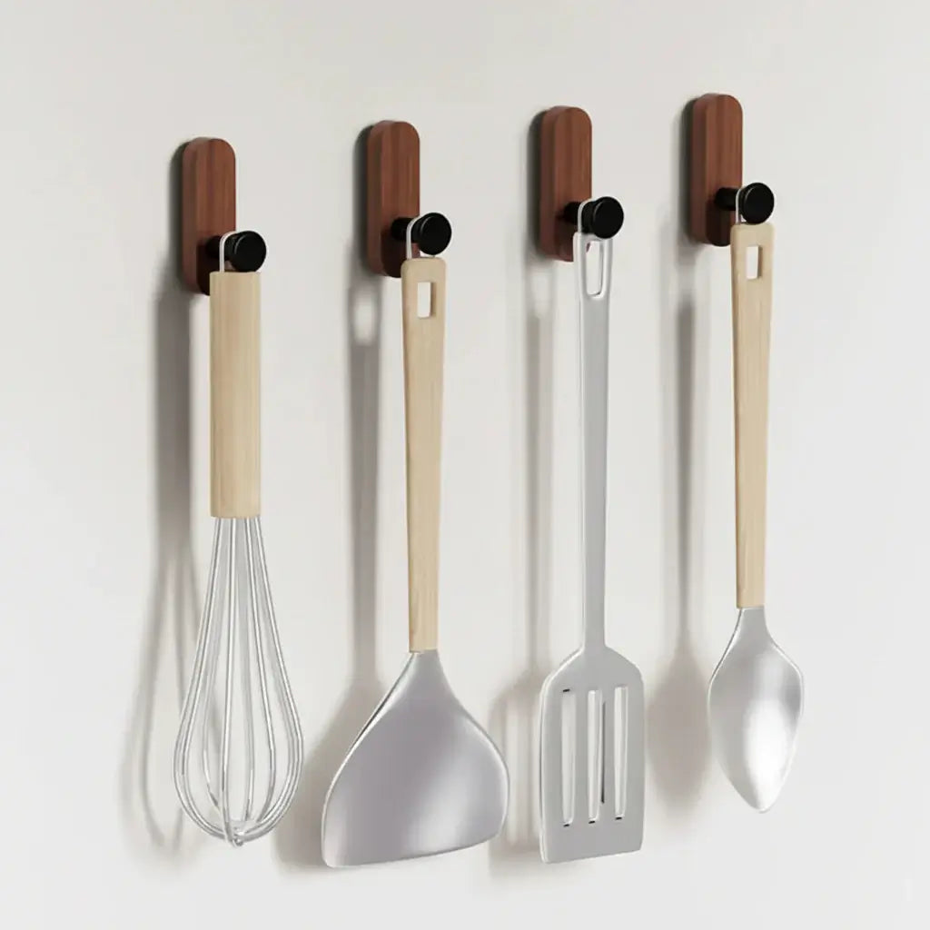 Self adhesive walnut wood wall hooks Mounted Hooks for Hanging Coat - Hadi Craft