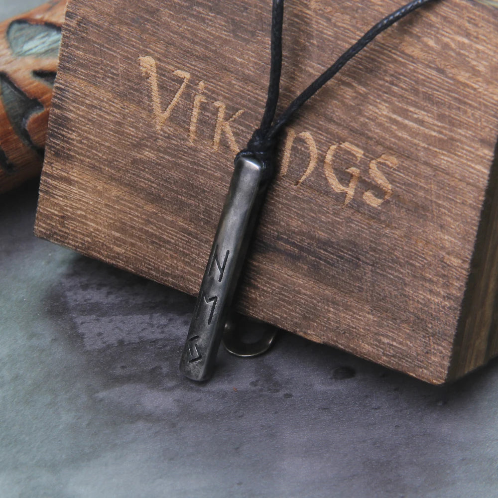 Viking Rune Necklace – Norse Mythology Pendant for Men with Wooden Gift Box