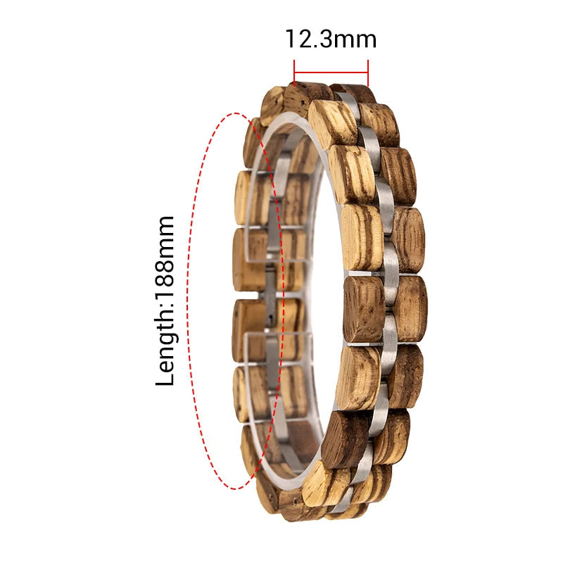 Wooden Men's Link Bracelet Fashion Stainless Steel Charm Man Bracelets
