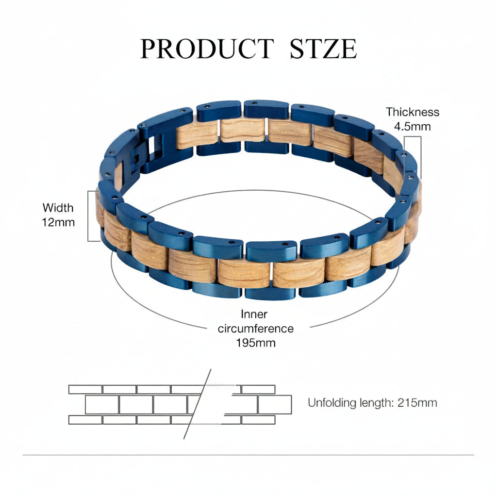 Wooden Men's Link Bracelet Fashion Stainless Steel Charm Man Bracelets