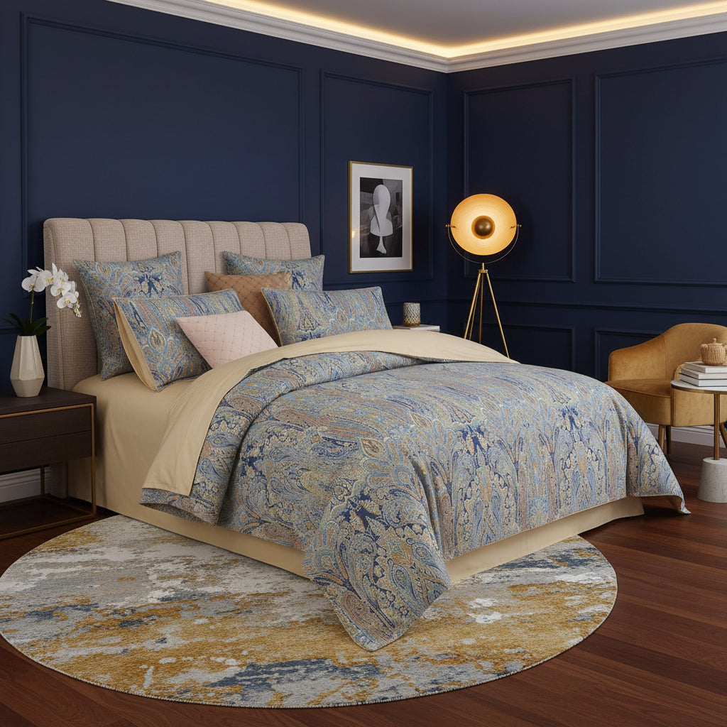 Duvet Cover Set, Vintage Bohemian, Soft Skin-Friendly 3pcs 600TC 100% Egyptian Cotton