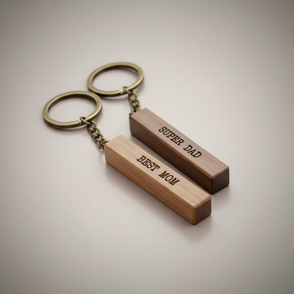 5PCS Walnut Keychain Blank Wooden Keychain Blanks with Leather Strap with engraving