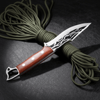 Sharp Edge Full Tang Fixed Blade Hunting Knife | Wooden Handle Outdoor Camping Knife with PU Leather Sheath - Hadi Craft