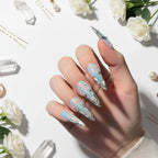 Silver Aurora Long Stiletto Press On Nails Punk Style - Hadi Craft