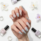 Silver Aurora Long Stiletto Press On Nails Punk Style - Hadi Craft