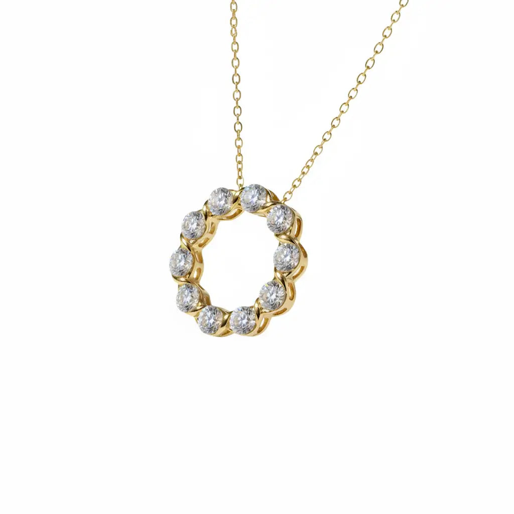Silver moissanite choker necklace Silver Necklace with Circular - Hadi Craft