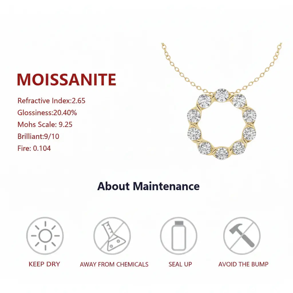 Silver moissanite choker necklace Silver Necklace with Circular - Hadi Craft