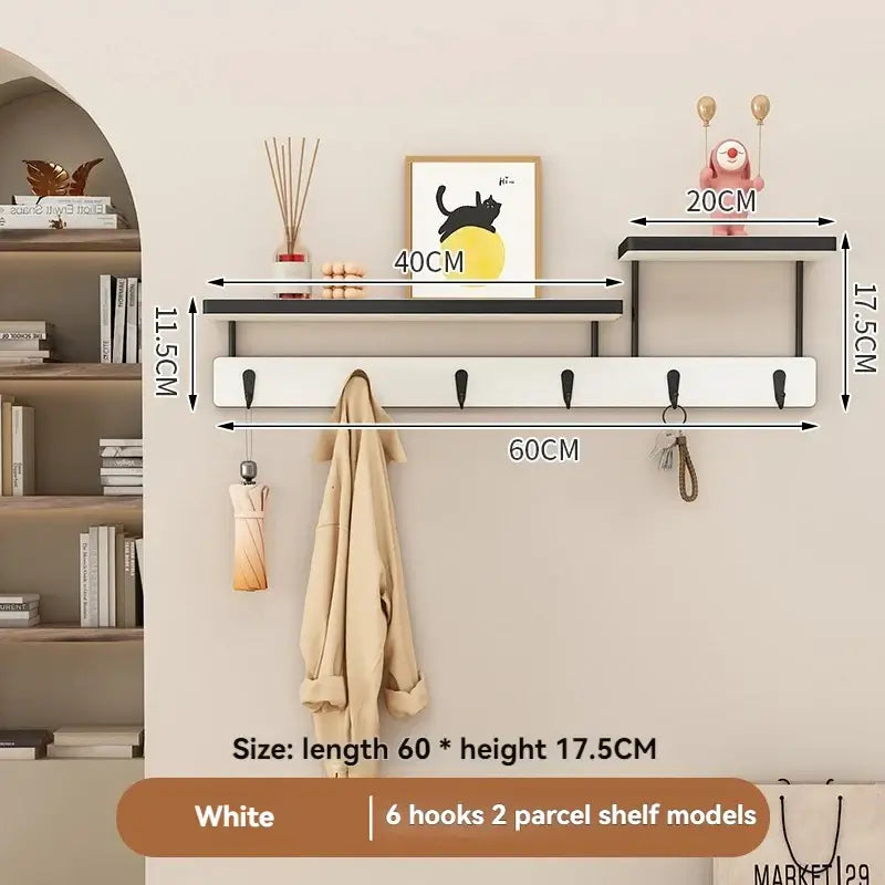 Solid Wood Wall Hook Rack – Multifunctional Entryway Coat & Key Holder - Hadi Craft
