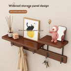 Solid Wood Wall Hook Rack – Multifunctional Entryway Coat & Key Holder - Hadi Craft