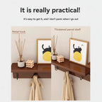 Solid Wood Wall Hook Rack – Multifunctional Entryway Coat & Key Holder - Hadi Craft