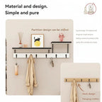 Solid Wood Wall Hook Rack – Multifunctional Entryway Coat & Key Holder - Hadi Craft